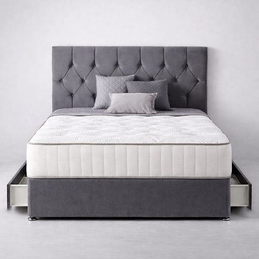 The plush paradise double divan bed with drawers available