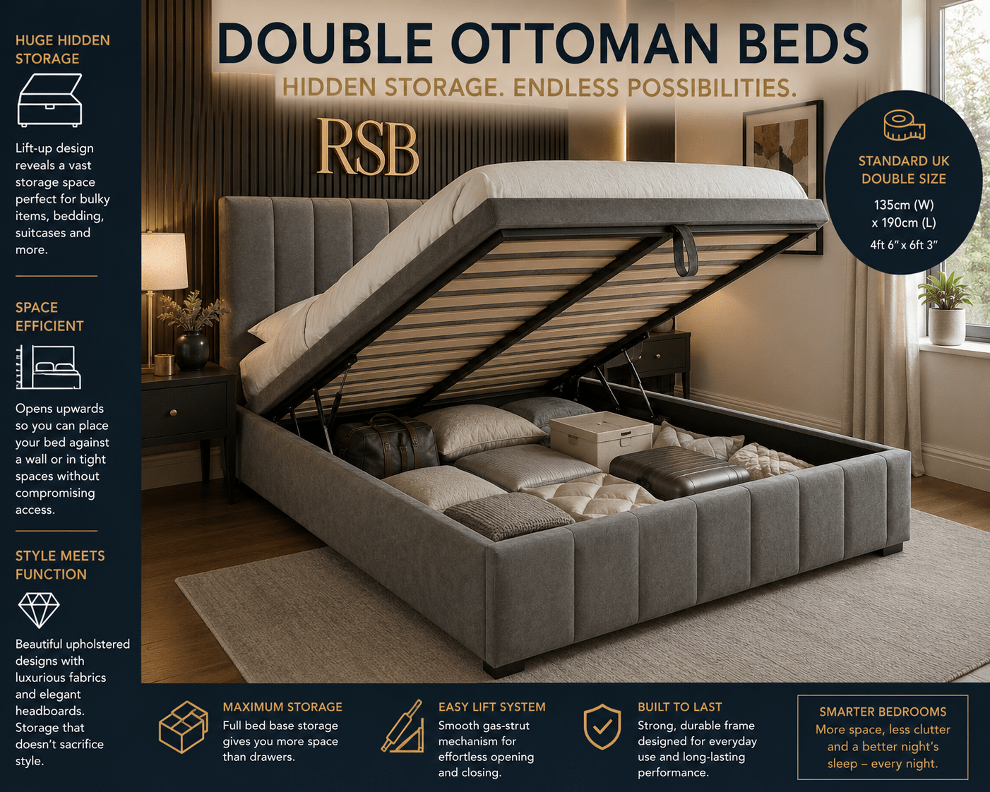 Maximising Space with a Double Ottoman Bed - Rsb furniture