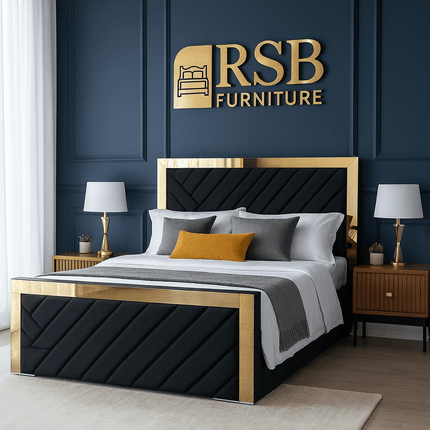 Verona Lift - Up Storage Bed – Luxury Upholstered Bed Frame with Mirrored Trim - Rsb furniture ltdVerona Lift - Up Storage Bed – Luxury Upholstered Bed Frame with Mirrored Trim