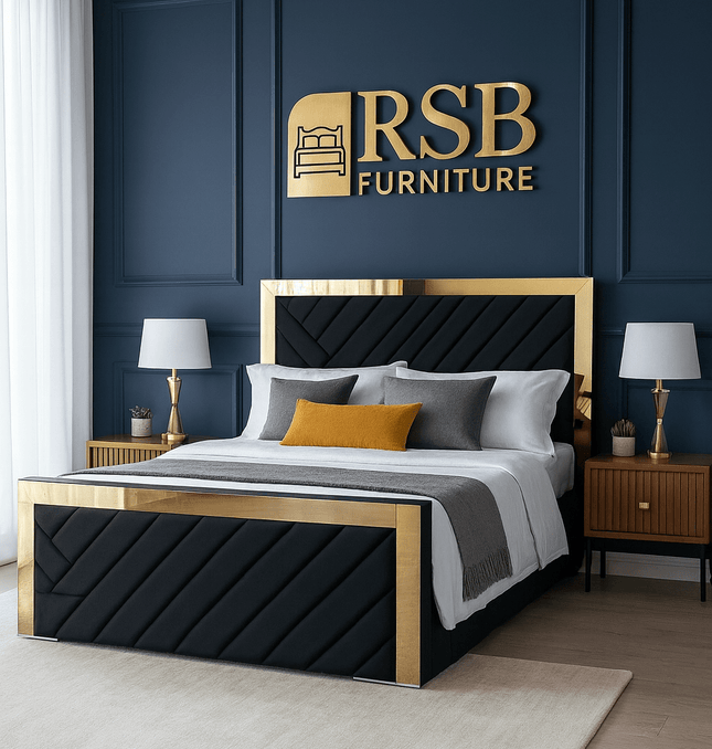 Verona Lift - Up Storage Bed – Luxury Upholstered Bed Frame with Mirrored Trim - Rsb furniture ltdVerona Lift - Up Storage Bed – Luxury Upholstered Bed Frame with Mirrored Trim