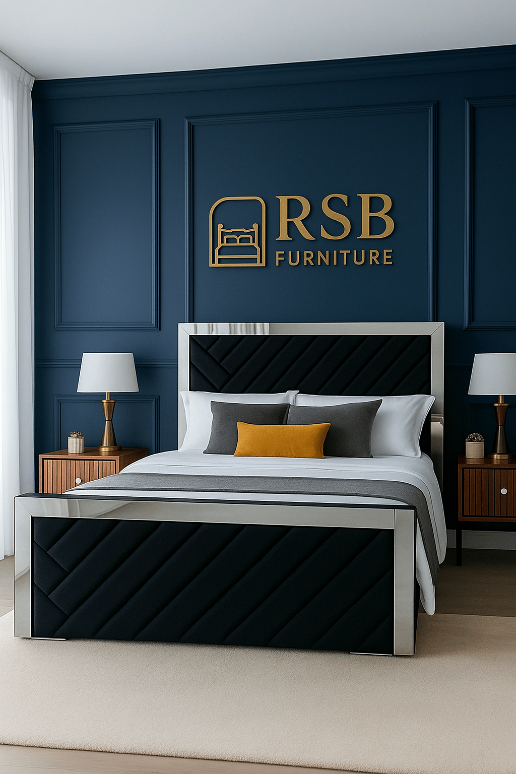 Verona Lift - Up Storage Bed – Luxury Upholstered Bed Frame with Mirrored Trim - Rsb furniture ltdVerona Lift - Up Storage Bed – Luxury Upholstered Bed Frame with Mirrored Trim