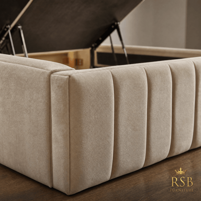 Luxury ottoman storage bed with panel design - Rsb furnitureLuxury ottoman storage bed with panel design