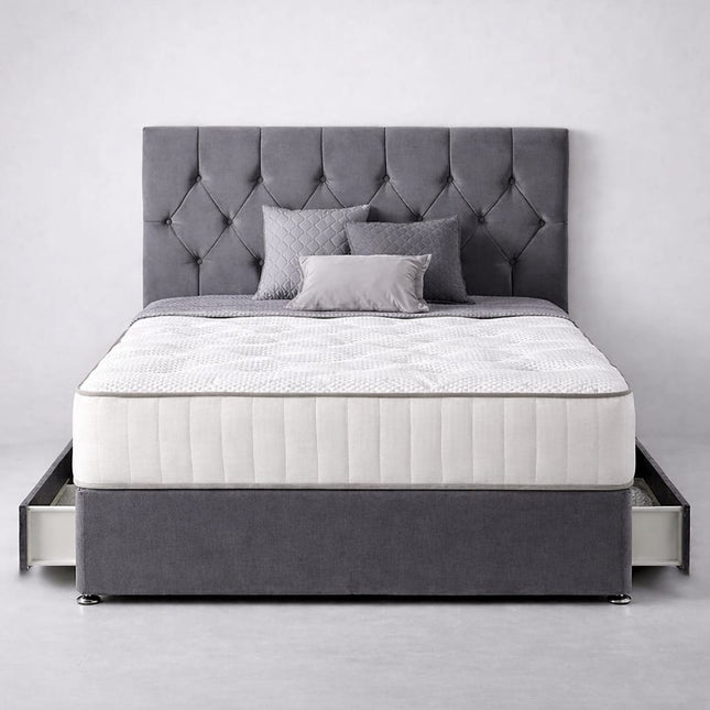 The plush paradise double divan bed with drawers available