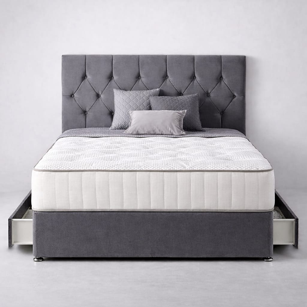 The plush paradise double divan bed with drawers available