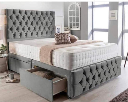 Luxury Grey Tufted Storage Bed - Rsb furniture ltdLuxury Grey Tufted Storage Bed