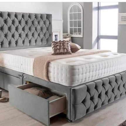 Luxury Grey Tufted Storage Bed - Rsb furniture ltdLuxury Grey Tufted Storage Bed