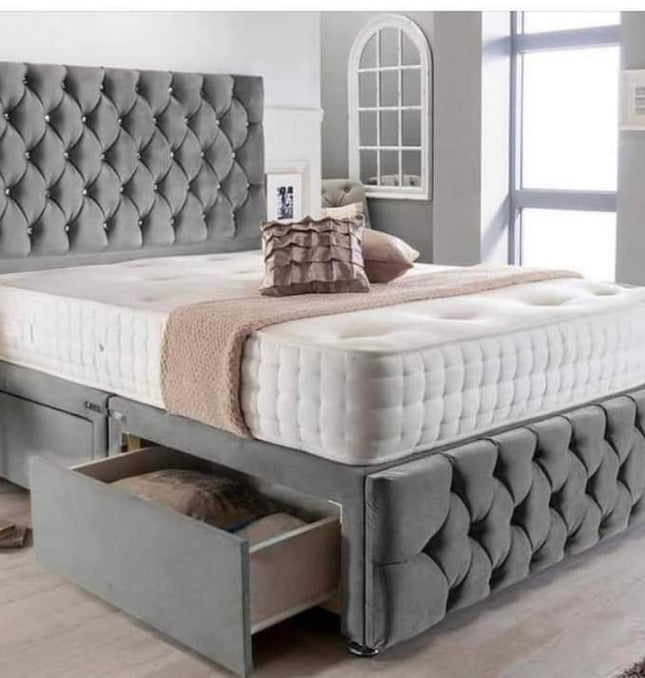 Luxury Grey Tufted Storage Bed - Rsb furniture ltdLuxury Grey Tufted Storage Bed