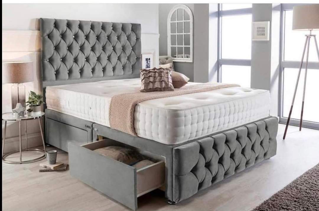Luxury Grey Tufted Storage Bed - Rsb furniture ltdLuxury Grey Tufted Storage Bed