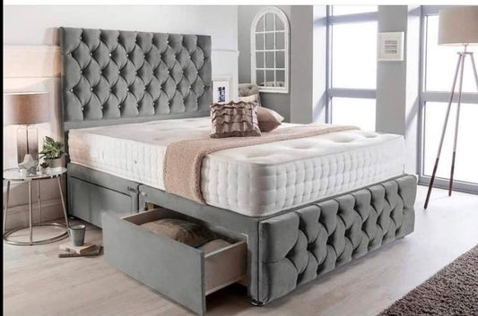 Luxury Grey Tufted Storage Bed - Rsb furniture ltdLuxury Grey Tufted Storage Bed