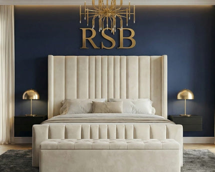 Luxury Upholstered Panel Bed with High Headboard and Storage Options - Rsb furnitureLuxury Upholstered Panel Bed with High Headboard and Storage Options