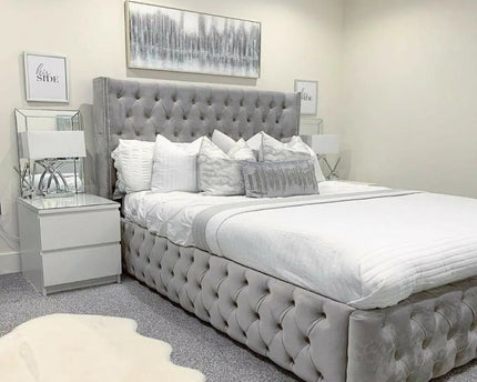 Majesty Manor wingback Bed With Storage Options - Rsb furniture ltd