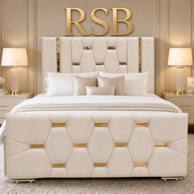 Mirrored Bed - The Hexa Glamour Luxury Upholstered Bed - Rsb furnitureMirrored Bed - The Hexa Glamour Luxury Upholstered Bed