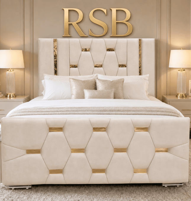 Mirrored Bed - The Hexa Glamour Luxury Upholstered Bed - Rsb furnitureMirrored Bed - The Hexa Glamour Luxury Upholstered Bed