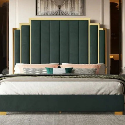 Monarch’s Haven Royal Panel Bed With Storage Options - Green in colour