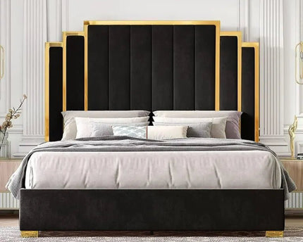 Monarch’s Haven Royal Panel Bed With Storage Options - Black in Colour