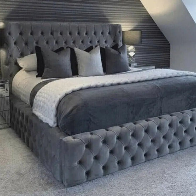 The Junior Ambassador Bed in Plush velvet grey