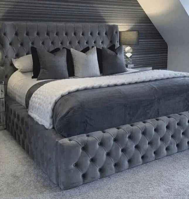 The Junior Ambassador Bed in Plush velvet grey