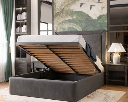 The Sleek Serenity 4ft small double Bed in grey with storage