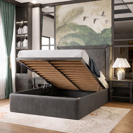 The Sleek Serenity 4ft small double Bed in grey with storage