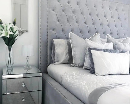 The supreme high lux Bed Small double bed frame with 18" high frame in grey