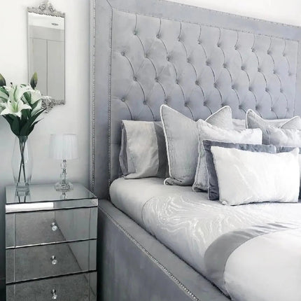 The supreme high lux Bed Small double bed frame with 18" high frame in grey