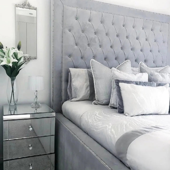 The supreme high lux Bed Small double bed frame with 18" high frame in grey