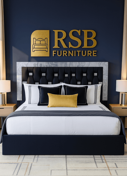 Windsor Bed Frame – Luxury Upholstered Bed with Mirrored Headboard Trim - Rsb furniture ltdWindsor Bed Frame – Luxury Upholstered Bed with Mirrored Headboard Trim