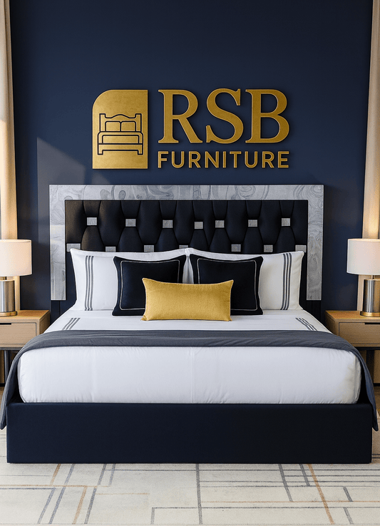 Windsor Bed Frame – Luxury Upholstered Bed with Mirrored Headboard Trim - Rsb furniture ltdWindsor Bed Frame – Luxury Upholstered Bed with Mirrored Headboard Trim