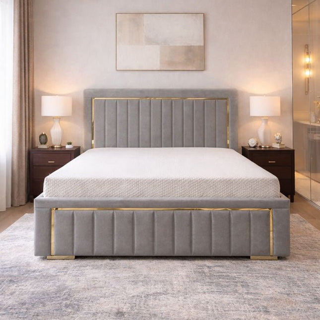 6ft super-king Bed With metal gas lift storage available - comes in a wide range of colours and materials + free delivery
