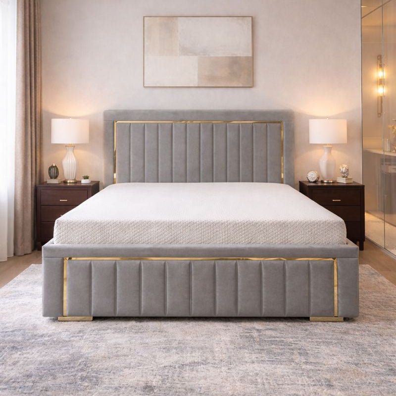 6ft super-king Bed With metal gas lift storage available - comes in a wide range of colours and materials + free delivery