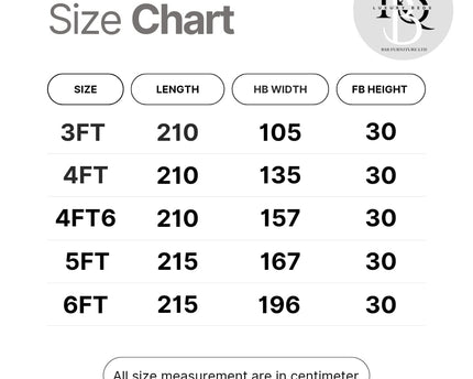 Crown Comfort Upholstered Wingback Bed size guide  - Rsb furniture ltd